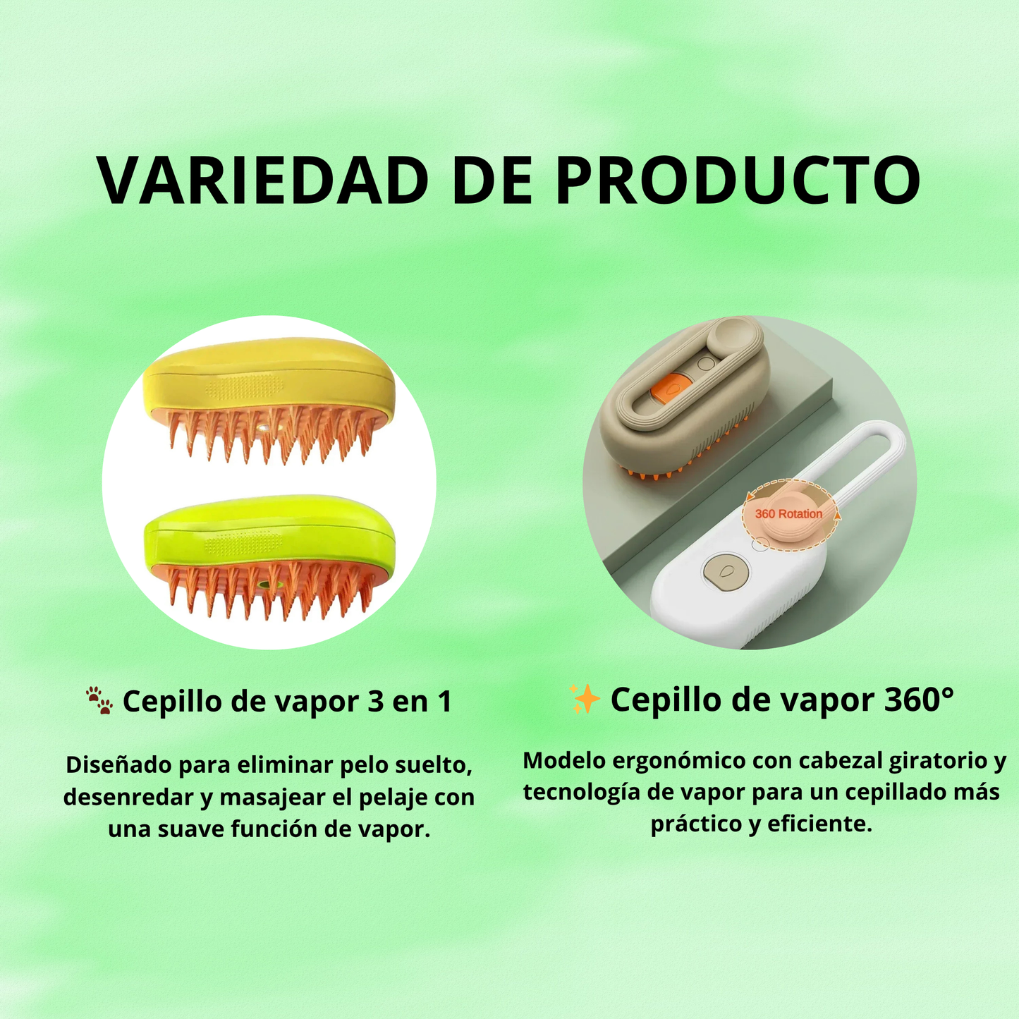Cepillo de Vapor 3 en 1 para Mascotas